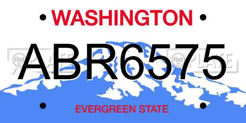 ABR6575 Washington License Plate