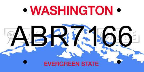 ABR7166 Washington License Plate