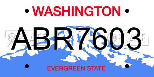 ABR7603 Washington License Plate