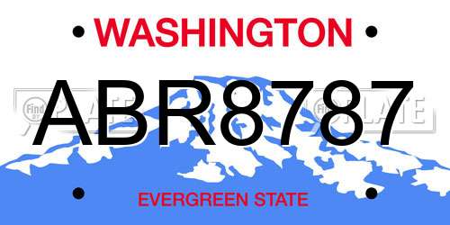 ABR8787 Washington License Plate