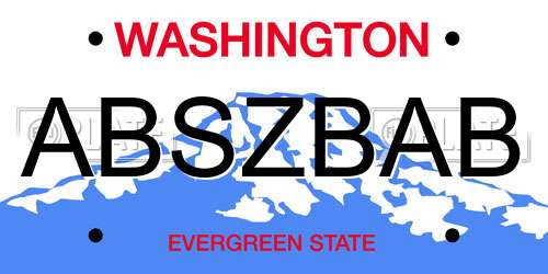 ABSZBAB Washington License Plate