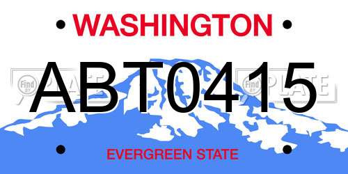 ABT0415 Washington License Plate