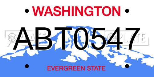 ABT0547 Washington License Plate