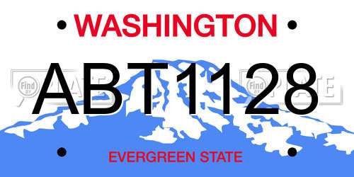ABT1128 Washington License Plate
