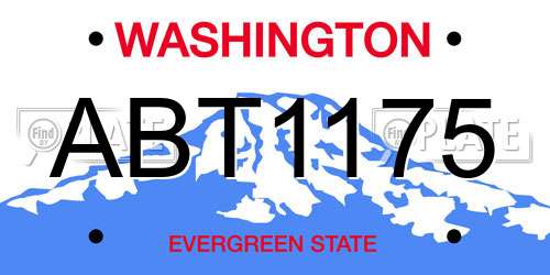 ABT1175 Washington License Plate