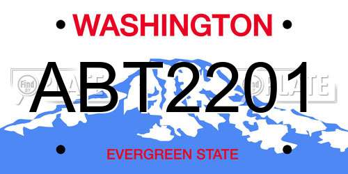 ABT2201 Washington License Plate