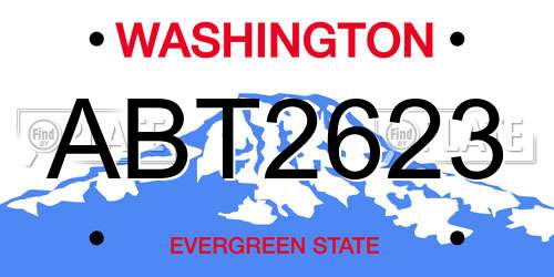 ABT2623 Washington License Plate
