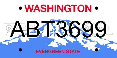 ABT3699 Washington License Plate