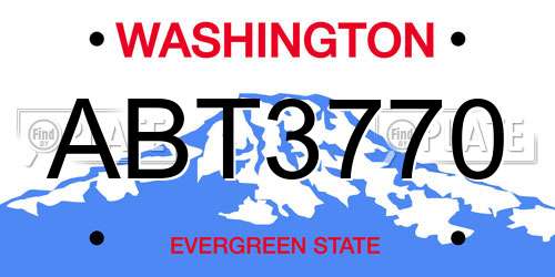 ABT3770 Washington License Plate
