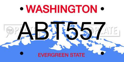 ABT557 Washington License Plate