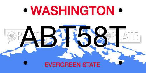 ABT58T Washington License Plate
