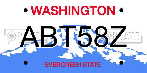 ABT58Z Washington License Plate