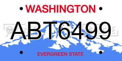 ABT6499 Washington License Plate