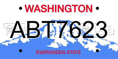 ABT7623 Washington License Plate