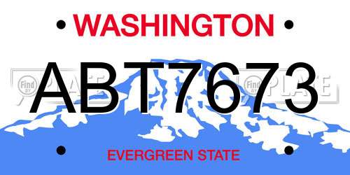 ABT7673 Washington License Plate