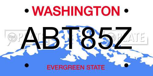 ABT85Z Washington License Plate
