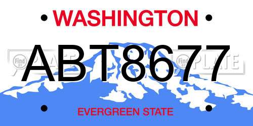 ABT8677 Washington License Plate