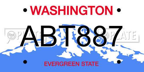 ABT887 Washington License Plate