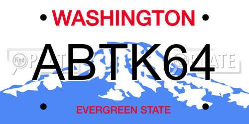 ABTK64 Washington License Plate