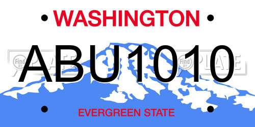 ABU1010 Washington License Plate