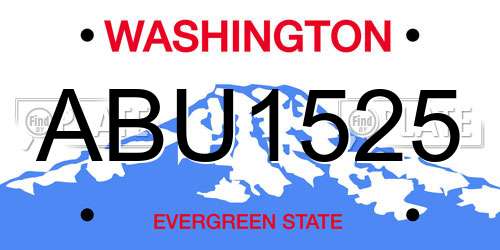 ABU1525 Washington License Plate