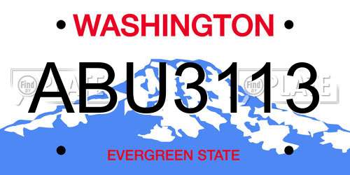 ABU3113 Washington License Plate
