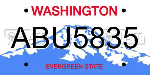 ABU5835 Washington License Plate