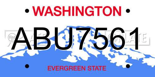 ABU7561 Washington License Plate