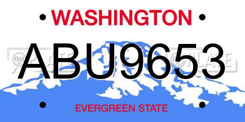 ABU9653 Washington License Plate