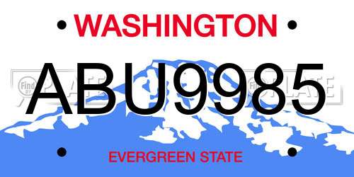 ABU9985 Washington License Plate