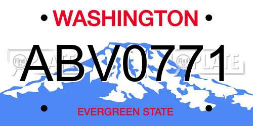 ABV0771 Washington License Plate