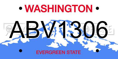 ABV1306 Washington License Plate