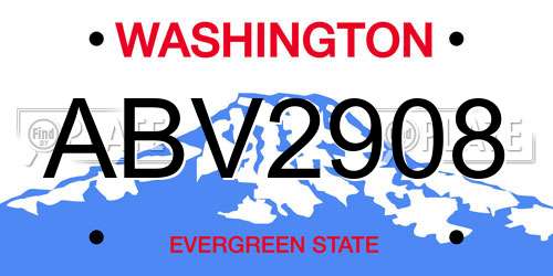 ABV2908 Washington License Plate