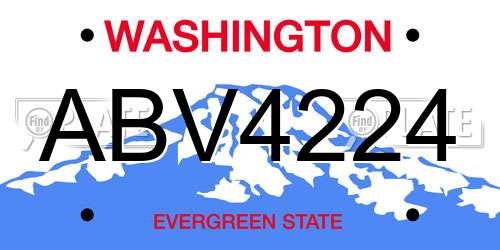 ABV4224 Washington License Plate