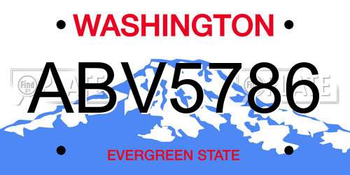 ABV5786 Washington License Plate