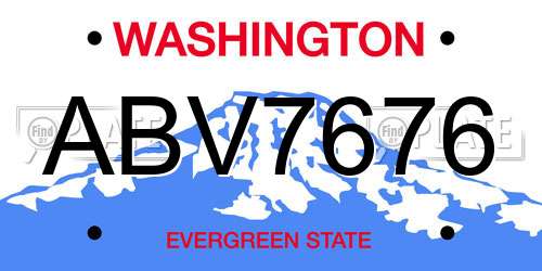 ABV7676 Washington License Plate