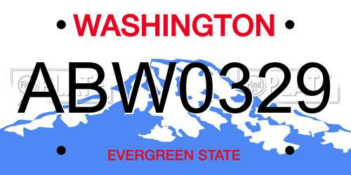 ABW0329 Washington License Plate