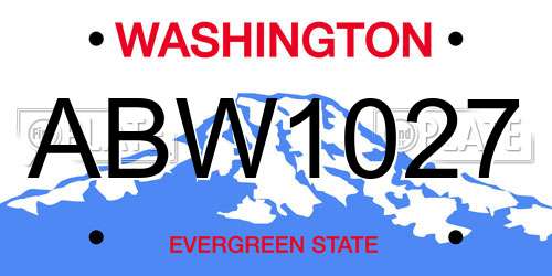 ABW1027 Washington License Plate