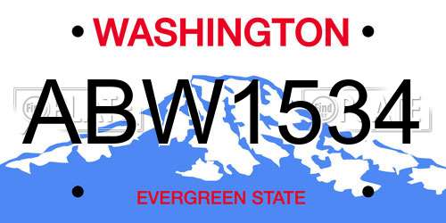ABW1534 Washington License Plate
