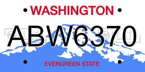 ABW6370 Washington License Plate