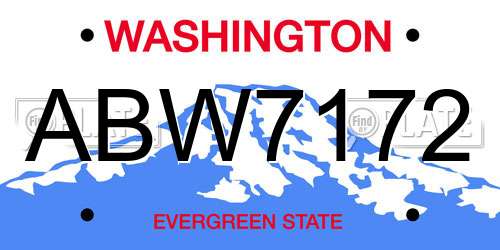 ABW7172 Washington License Plate