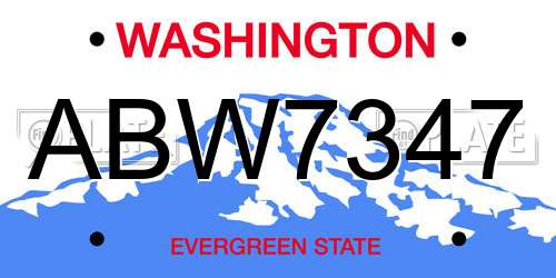 ABW7347 Washington License Plate