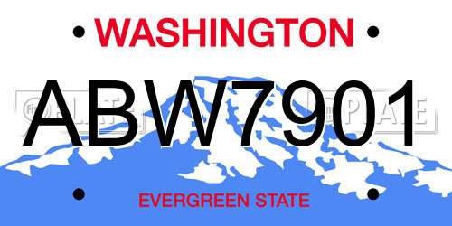 ABW7901 Washington License Plate