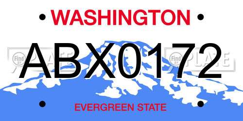 ABX0172 Washington License Plate