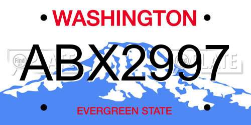 ABX2997 Washington License Plate