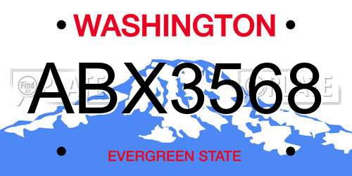 ABX3568 Washington License Plate