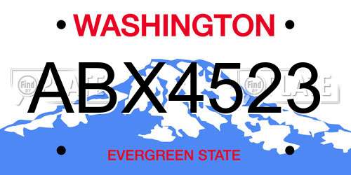 ABX4523 Washington License Plate