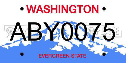 ABY0075 Washington License Plate