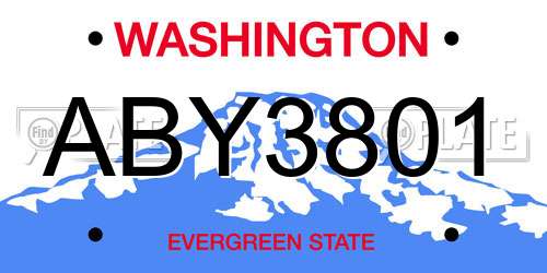 ABY3801 Washington License Plate
