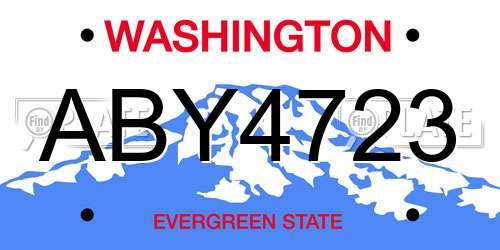 ABY4723 Washington License Plate